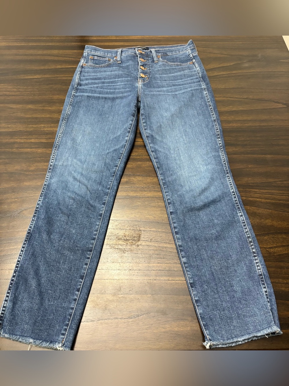 J.Crew Vintage Straight High Rise Button Fly Raw Hem Jeans Size 28